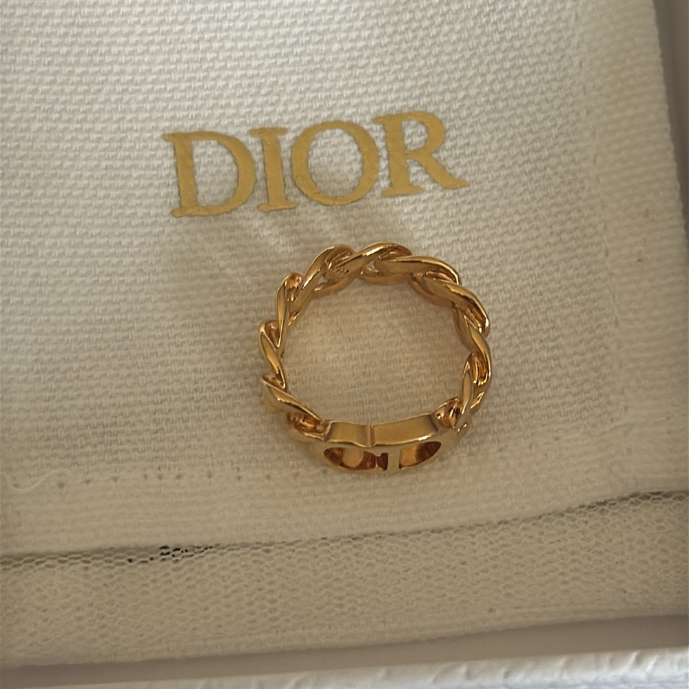Dior Gold Chain Link 'CD' Logo Ring - Picture 4 of 7